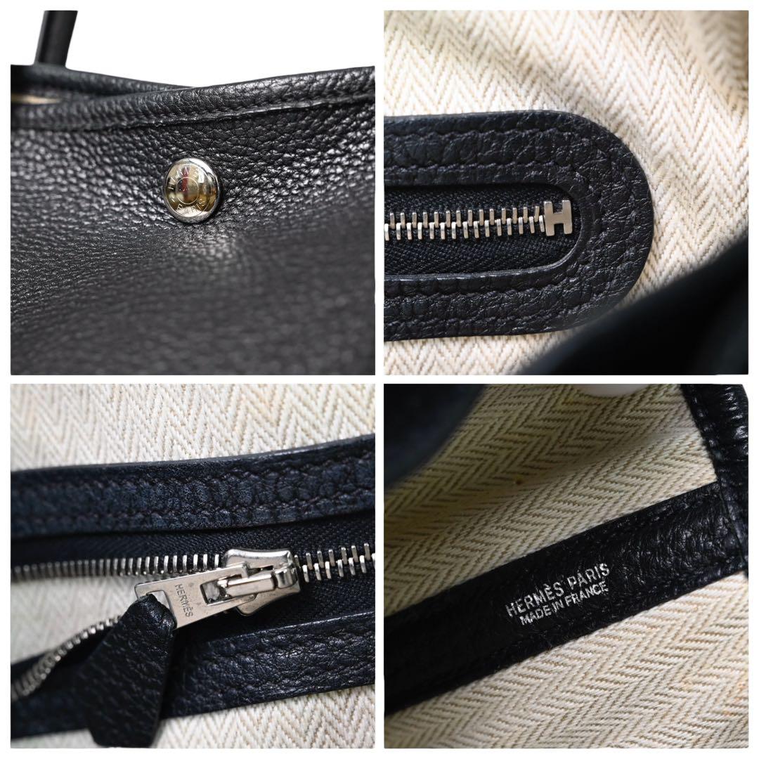 【美品】エルメス　ガーデンパーティPM トートバッグ 黒　ブラック　ネゴンダ