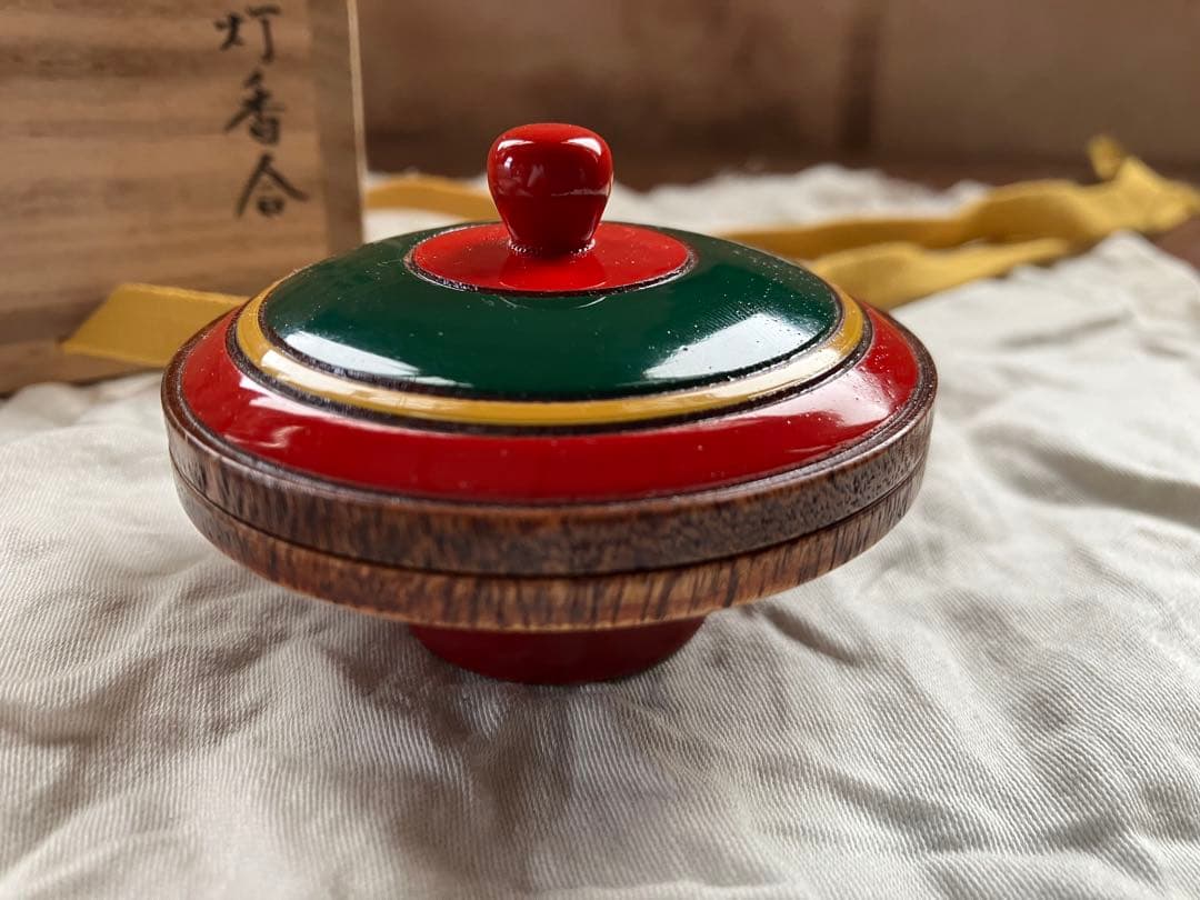 茶道具 提灯香合 塗師 中村宗哲 木製漆器 旧家蔵出し 時代物 木箱 共箱付き