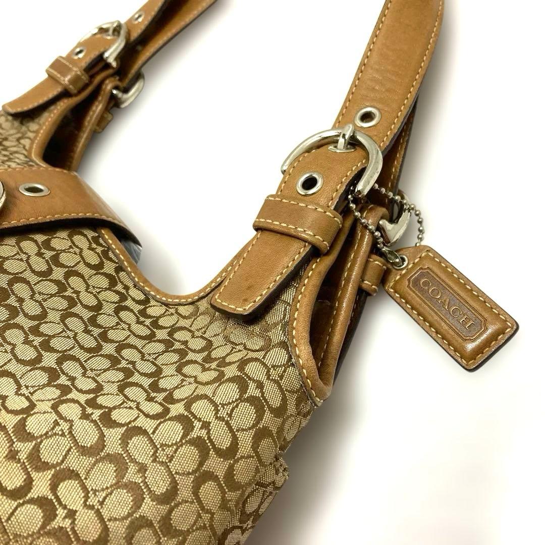 コーチ COACH ショルダーバッグ 7074 ミニシグネチャー　ベージュ　茶