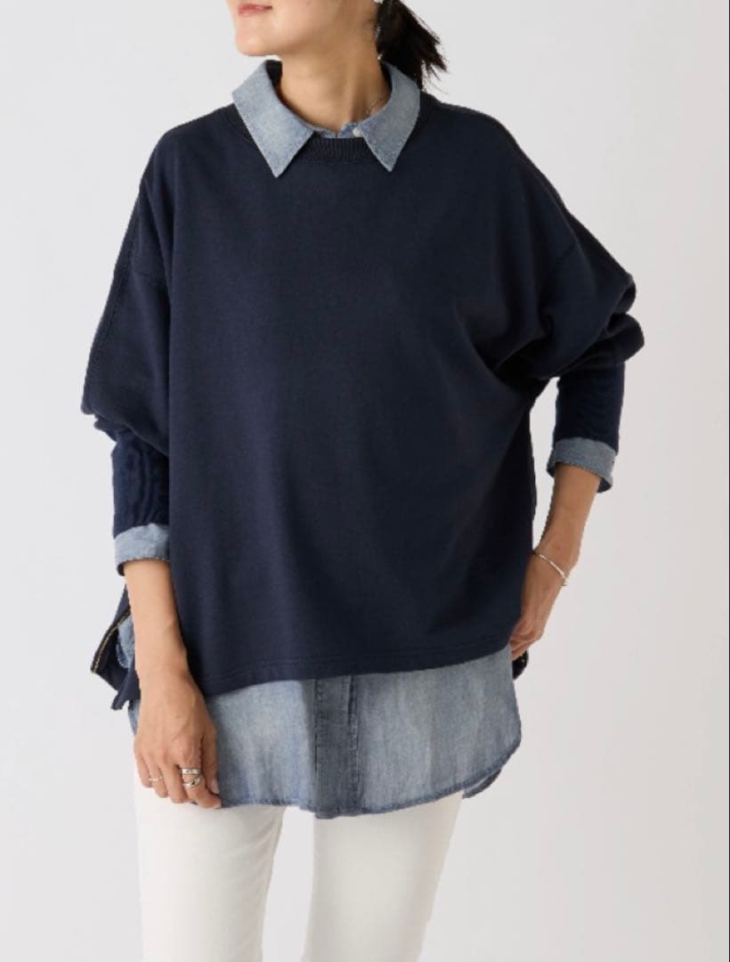 ビアズリー　BA刺繍入りドルマントレーナー ネイビー