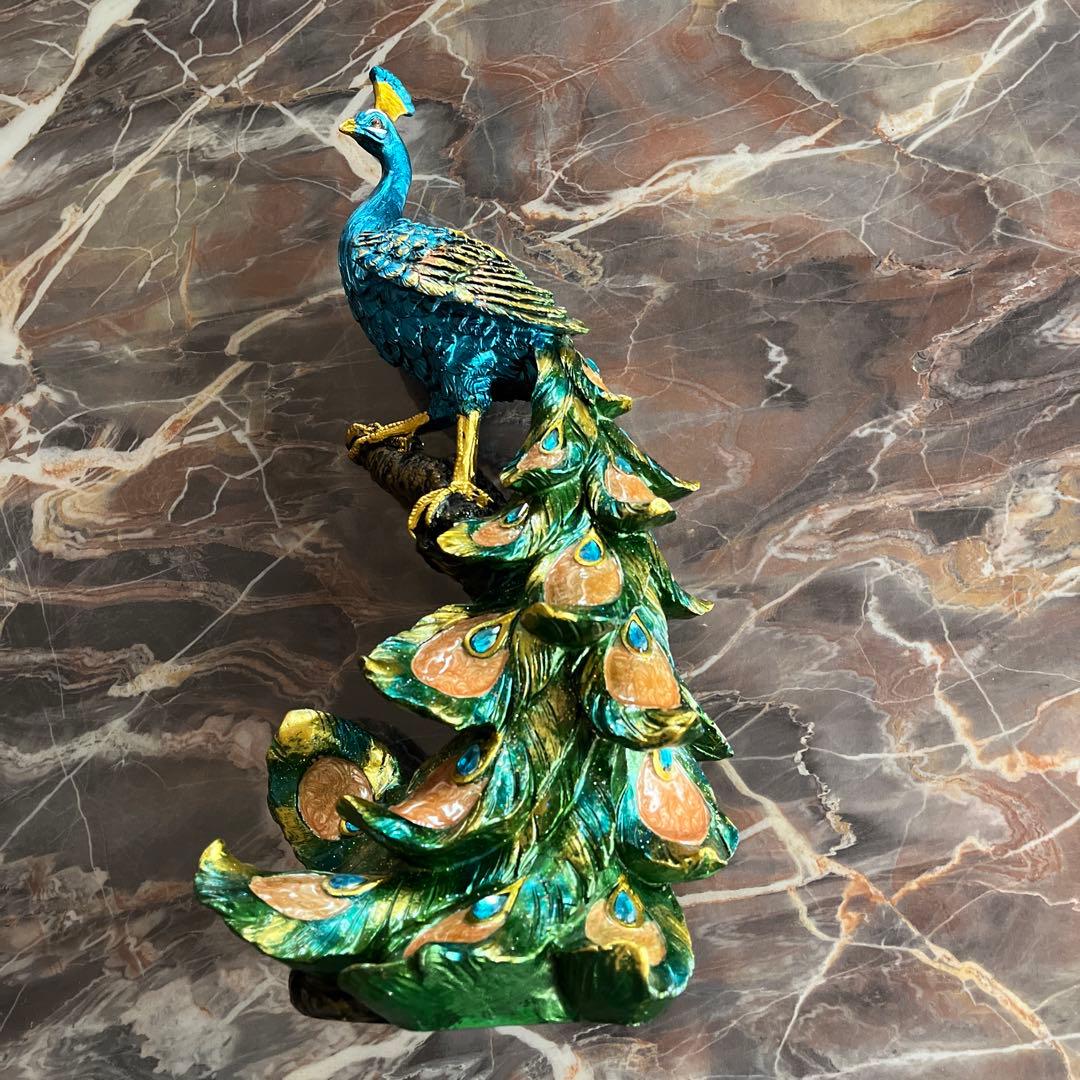 置物　孔雀　クジャク　インテリア　贈り物