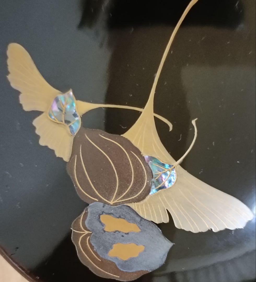 金彩銀杏に胡桃漆椀　5客揃い　汁椀