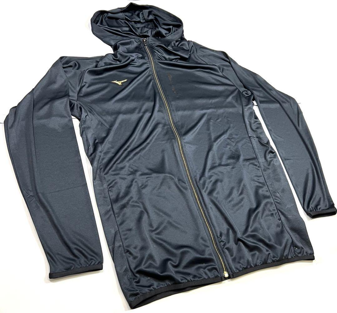 【ミズノプロ】フルZIPフーディ(薄手) ブラック XO 12JECK75