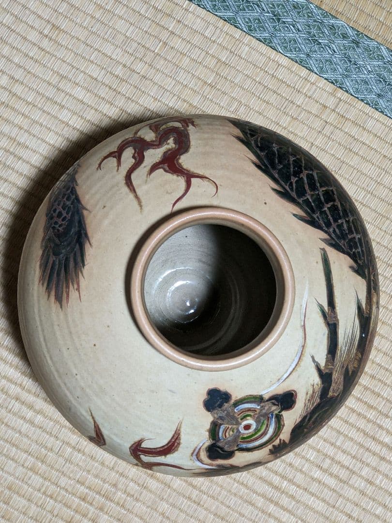 ♦ 書画 骨董 日本画家 陶芸家 コラボ作！希少 黒釉掻落し 雲龍文壺 骨董品