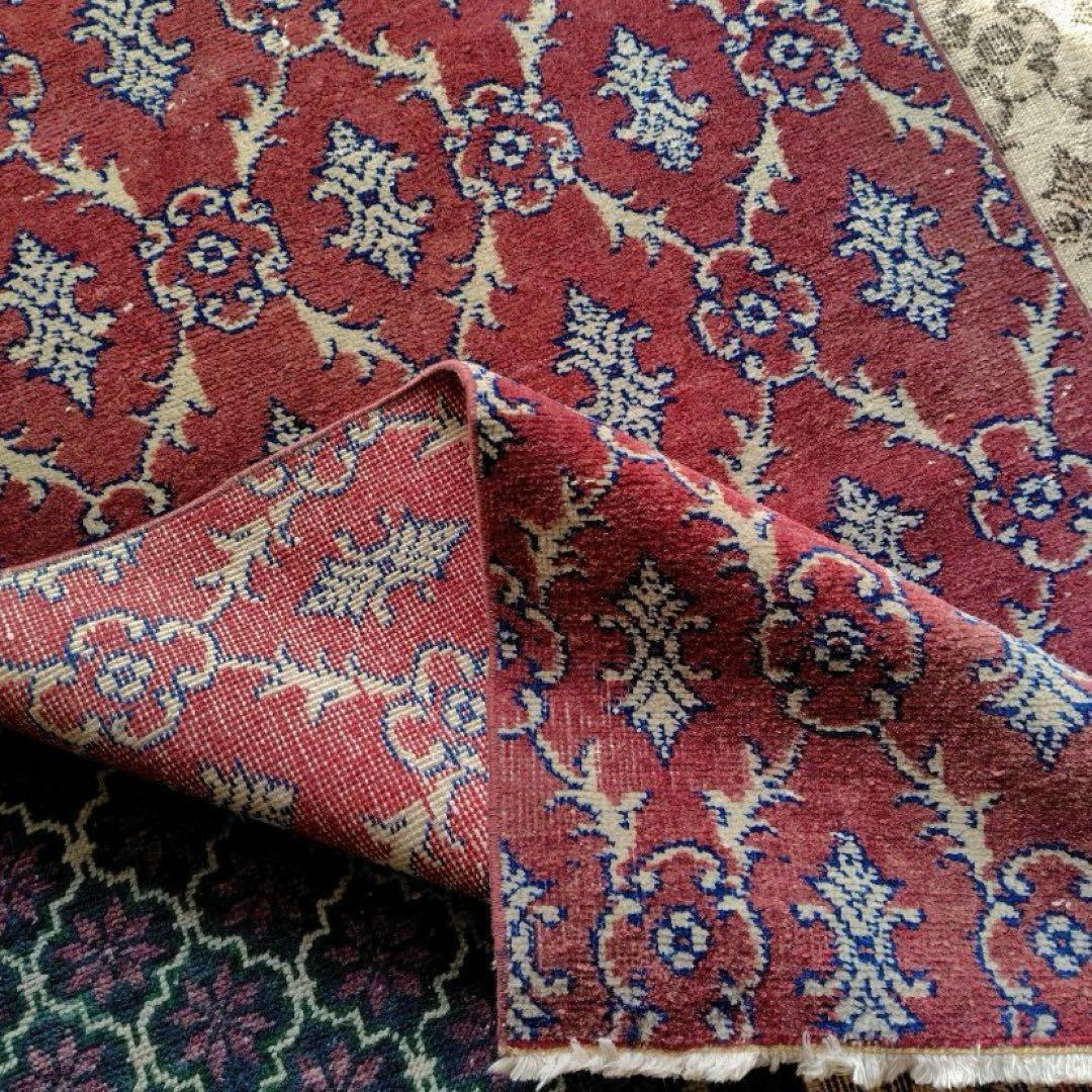 【人気の紋章柄】83×157 トルコヴィンテージラグ