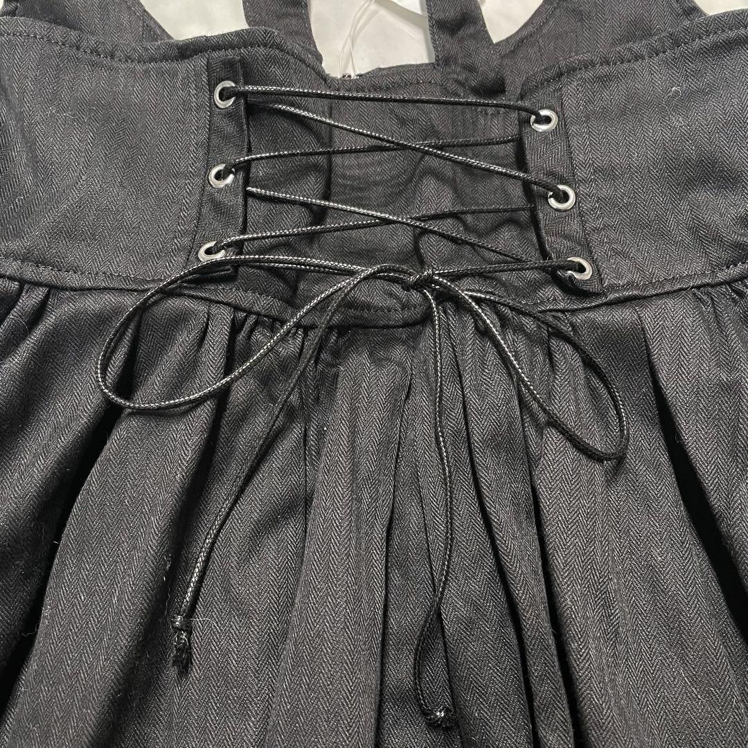 MIHO MATSUDAミホマツダ　肩ベルトコルセット風ジャンパースカート　L