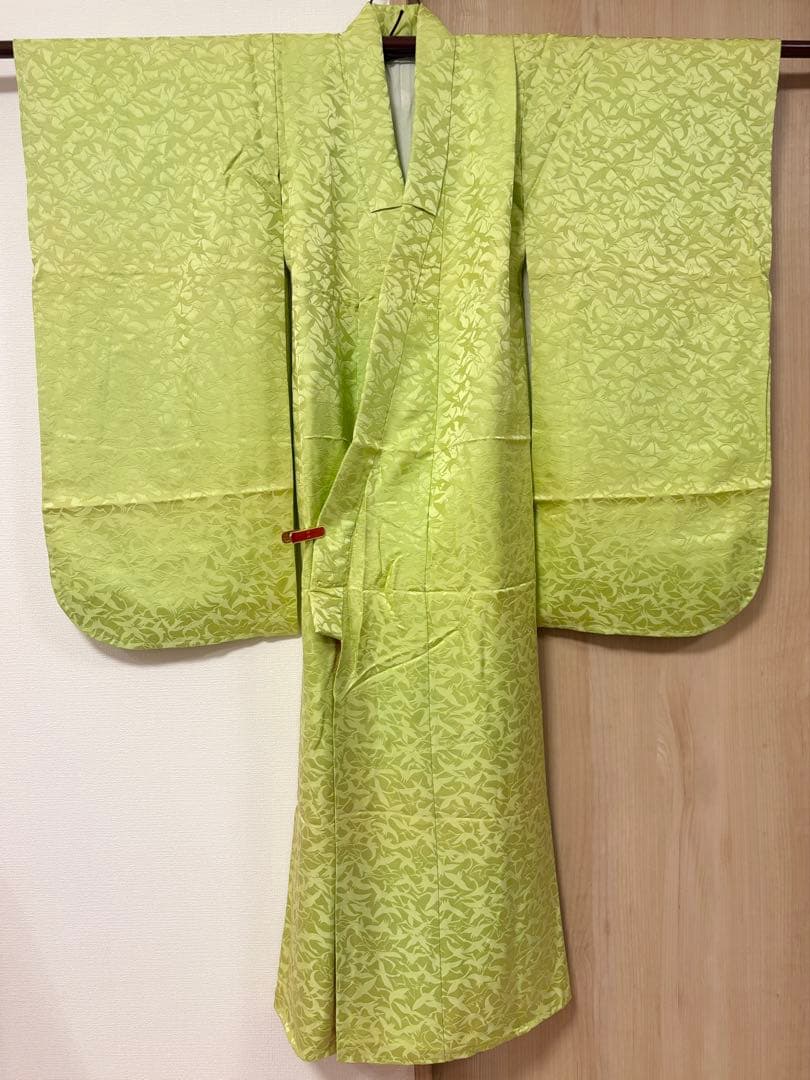 七五三 7歳 祝い着 正絹 黄緑 鶴 M2510282
