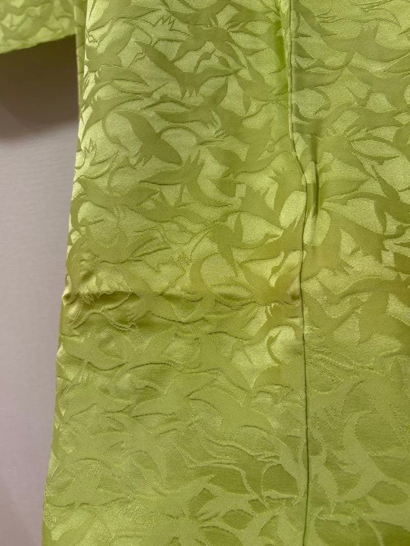 七五三 7歳 祝い着 正絹 黄緑 鶴 M2510282