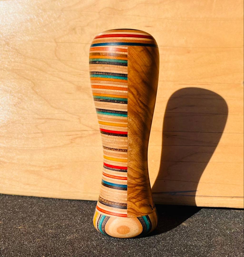 ウッドシフトノブ　寄木　オリーブウッド　スケボーリメイク　ハンドメイド