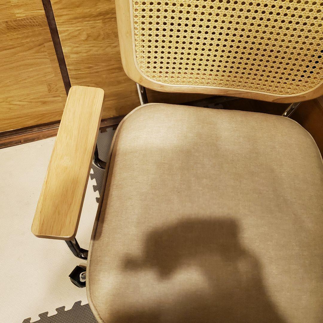 【美品】LOWYA ラタン調デスクチェア キャスター代替品