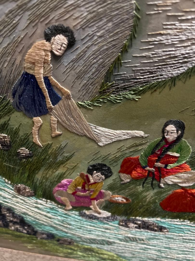 韓国　刺繍　パーテーション　六折　屏風