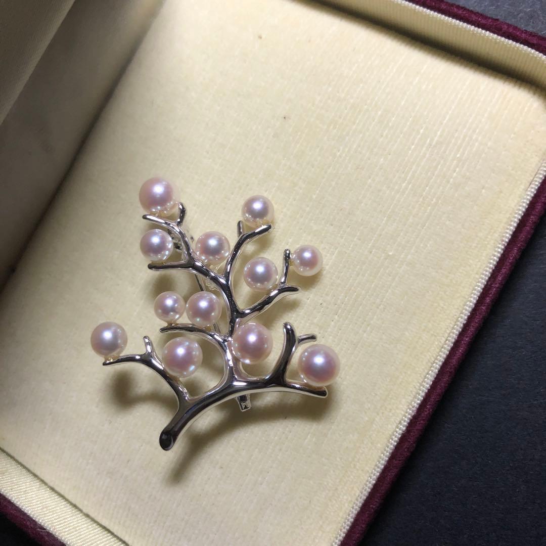 11664 MIKIMOTO 真珠 ブローチ 幸福の木　シルバー