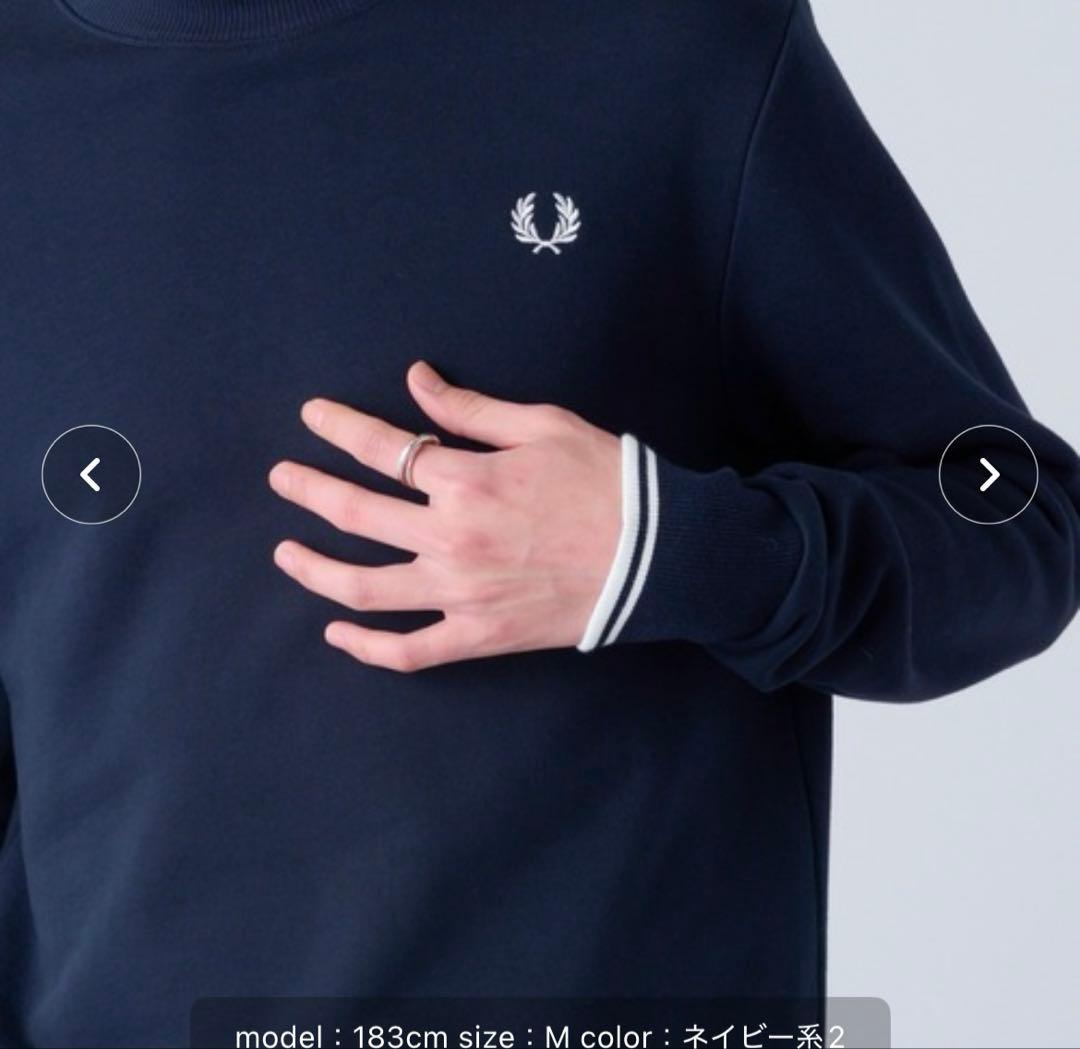 FRED PERRY Crew Neck Sweatshirt M ネイビー