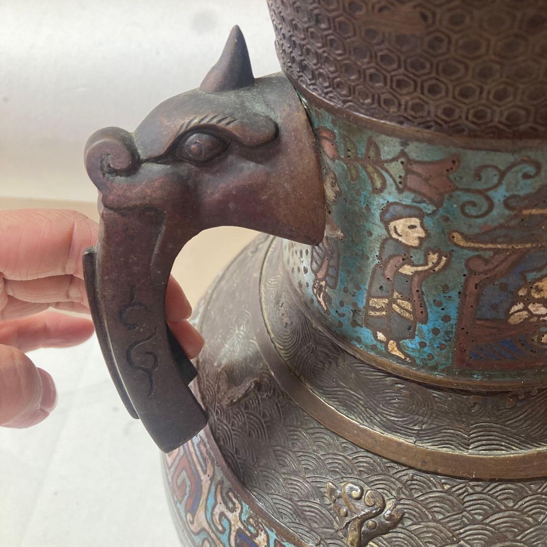 は*ま様 中国　銅　七宝焼　花瓶　アンティーク