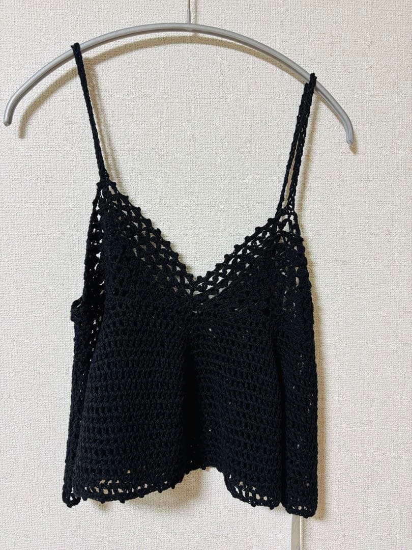 クロシェニットキャミソール / ブラック / フリー