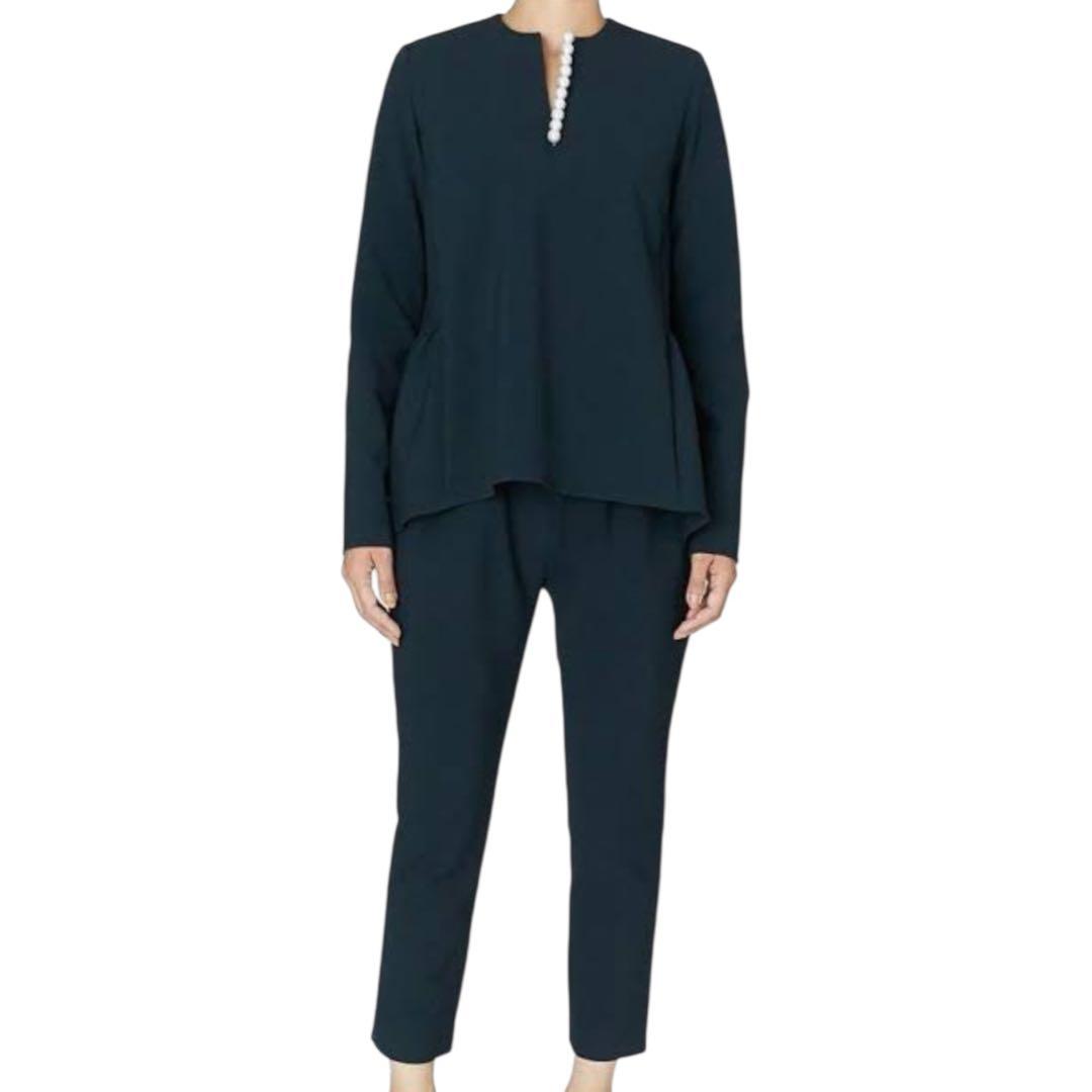 週末限定❣️未使用級✨YOKO CHAN バックティアード パールブラウス 38紺