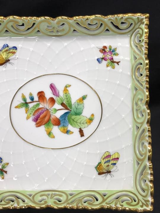 値下！【美品】HEREND ヘレンド　レース　スクエア　プレート