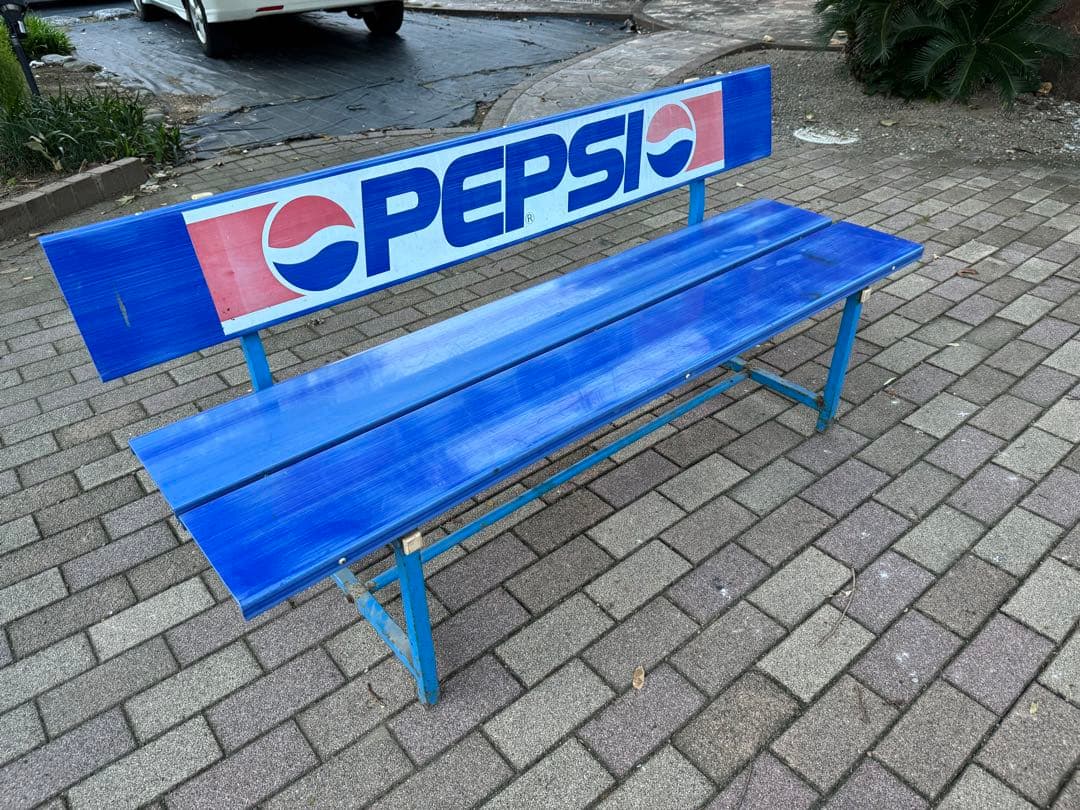 ペプシ PEPSI 屋外 大型ベンチ 青 現状渡　前橋市引取、近隣配送可