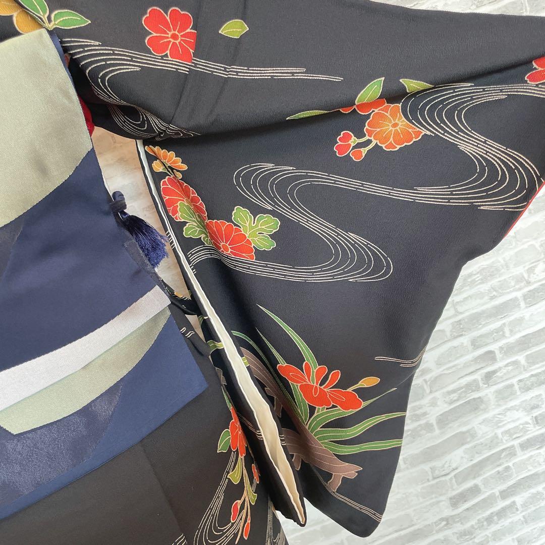 小紋　フルセット　あやめ　菊　流水　型染め　縮緬　お散歩　お買い物　着物　P4