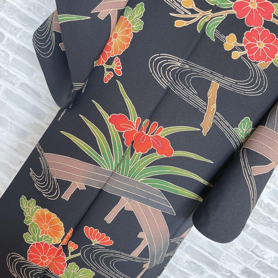 小紋　フルセット　あやめ　菊　流水　型染め　縮緬　お散歩　お買い物　着物　P4