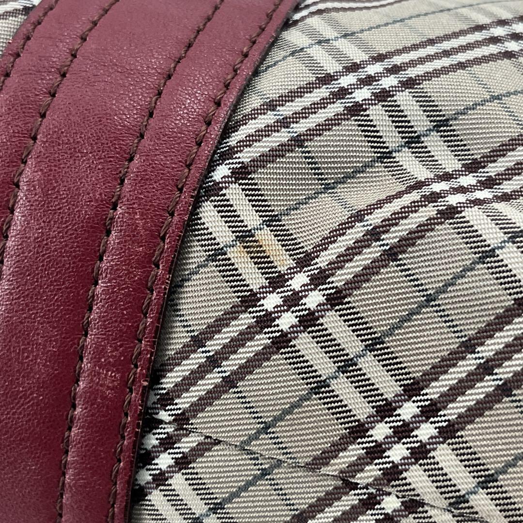 希少　バーバリーブルーレーベル　ノバチェック　ショルダーバッグ　ナイロン　レザー