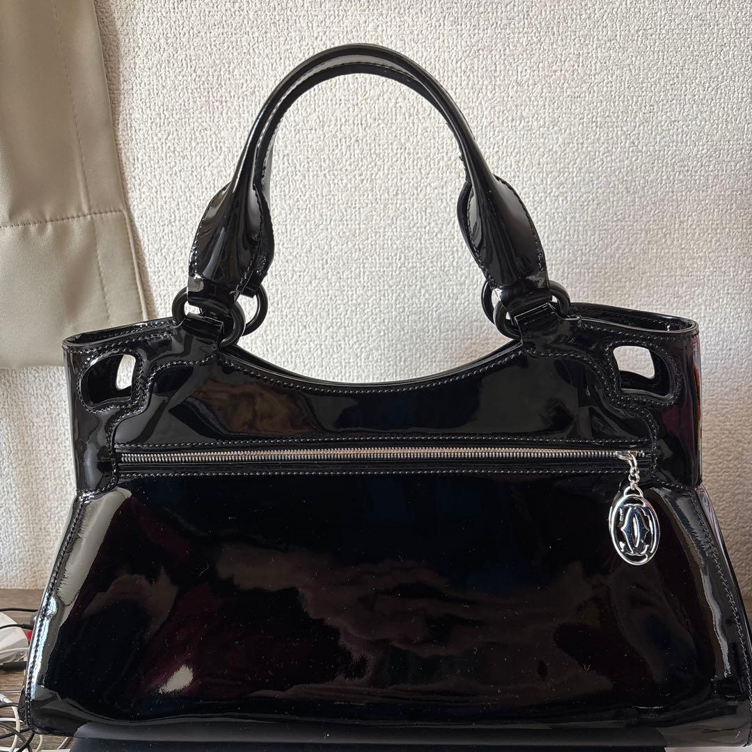 あやちゃんさん専用カルティエブラックエナメルハンドバッグ