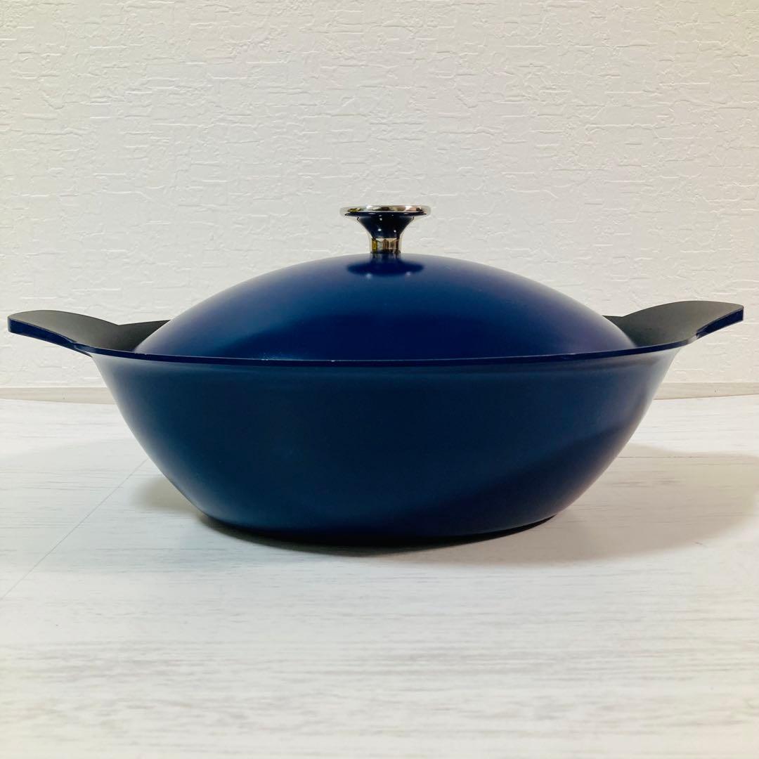 未使用 栗原はるみ　オーバル卓上鍋 26cm ネイビー マルチマットセット