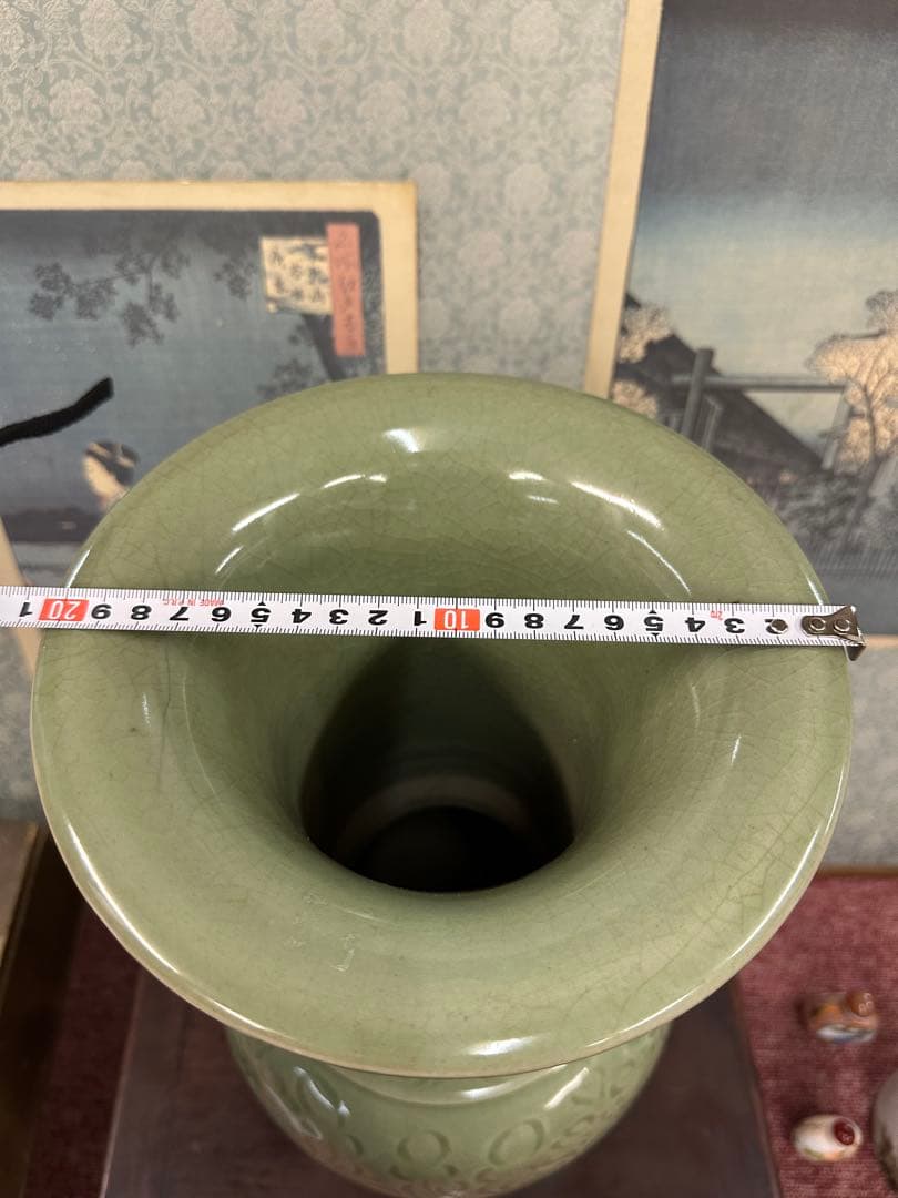 龍泉窑大瓶 置物 中国古美術