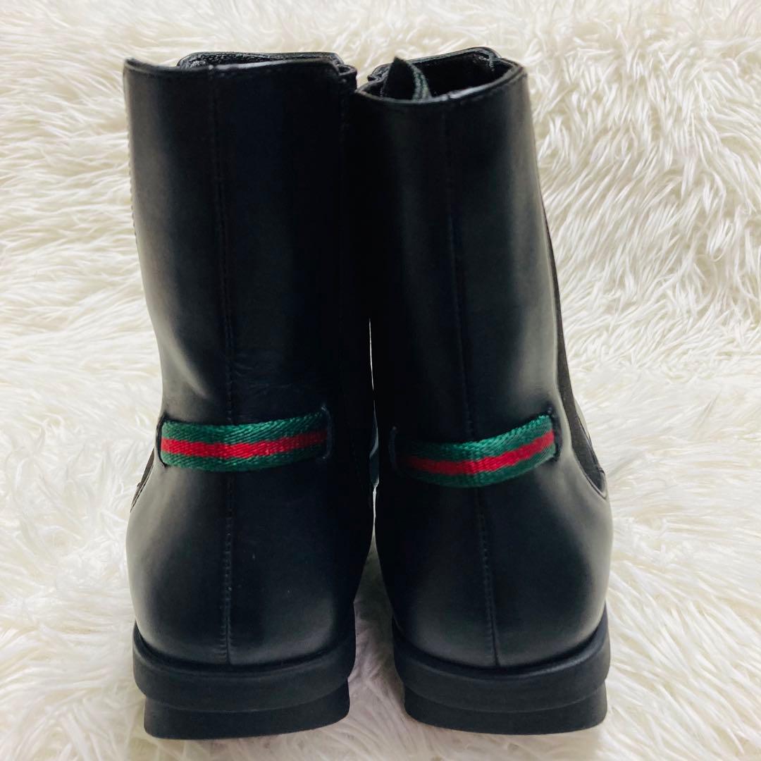 GUCCI グッチ　シェリーライン　サイドゴアブーツ　ブラック　36