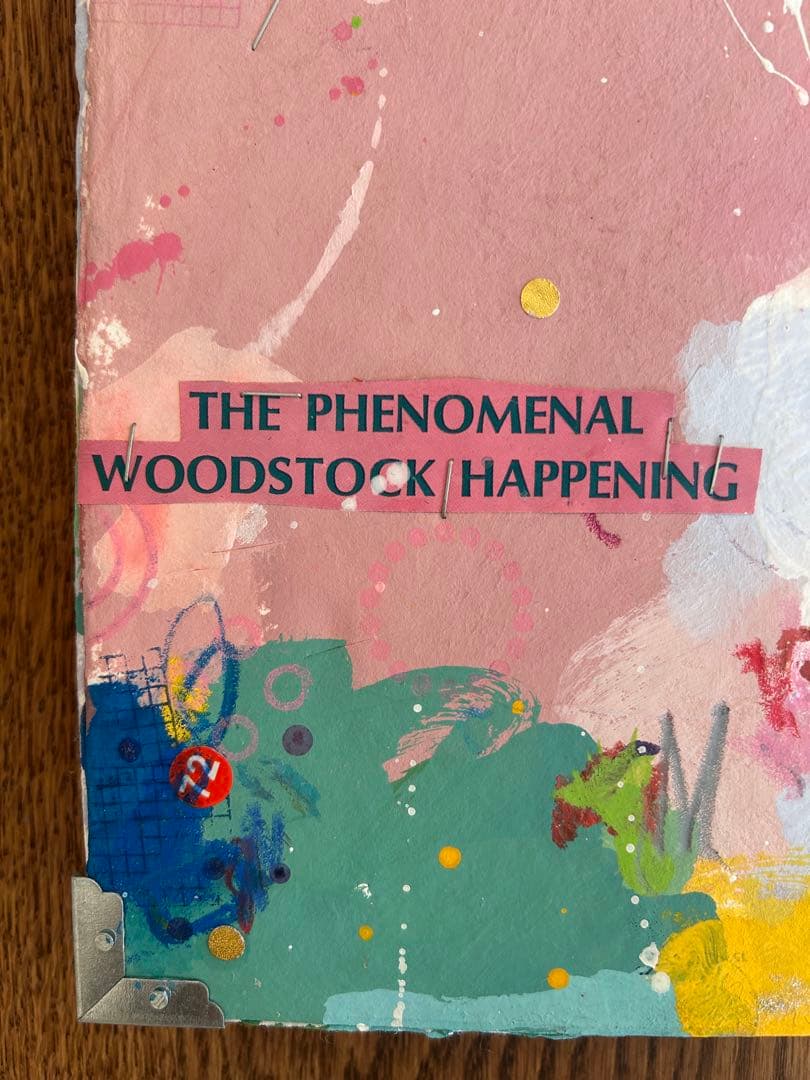 コラージュアート作品　ミクストミディア　和紙　ペイント　アメリカ