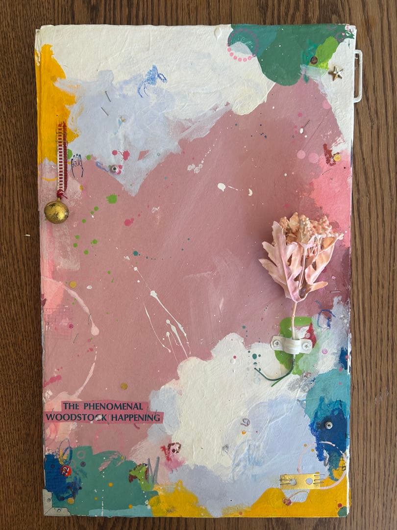 コラージュアート作品　ミクストミディア　和紙　ペイント　アメリカ