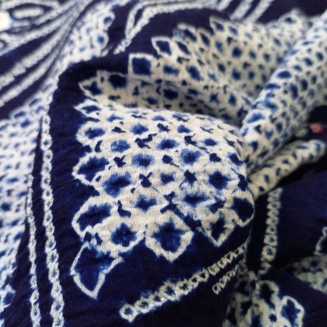 新品　有松絞り　有松海鳴り絞り　絞り浴衣反物綿　花柄