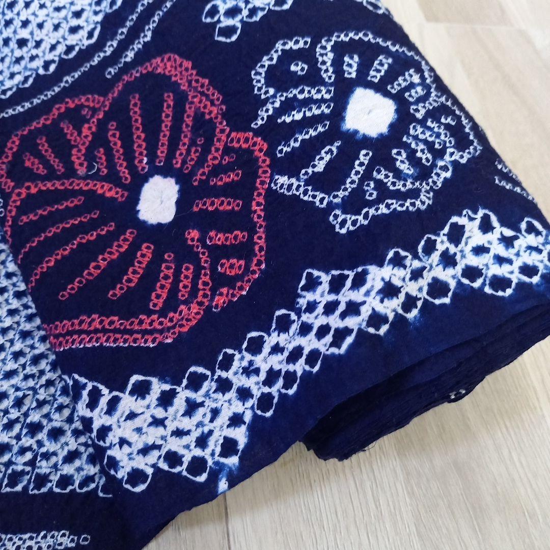 新品　有松絞り　有松海鳴り絞り　絞り浴衣反物綿　花柄