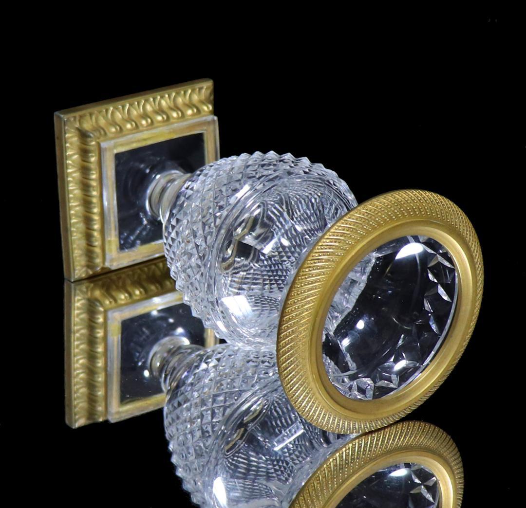 オールド・バカラ 1870年頃美術館級 ブロンズメディチ切子花瓶 壺 ディアマン