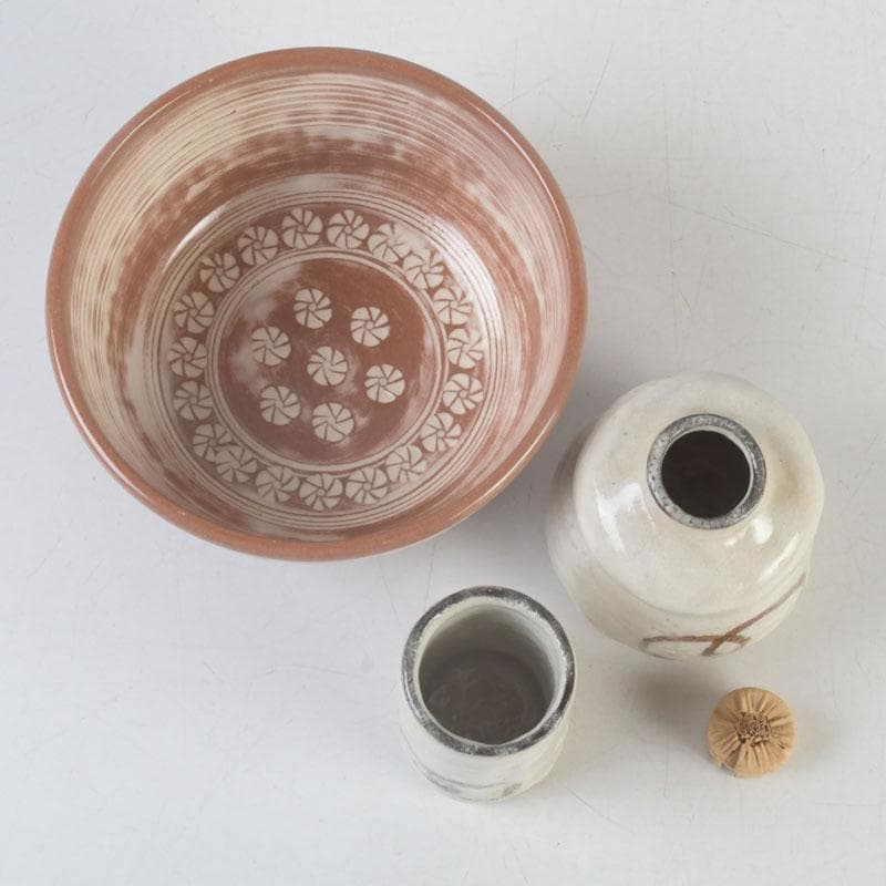 茶道具　桐木地本漆塗　青漆爪紅　利休茶箱　茶碗　棗など　七点　一式　M　9738