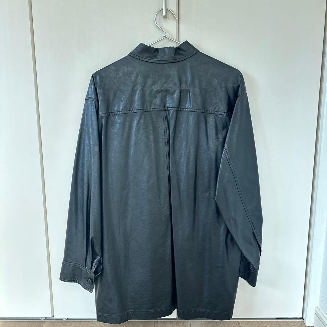 H BEAUTY&YOUTH ブラックレザーシャツジャケット