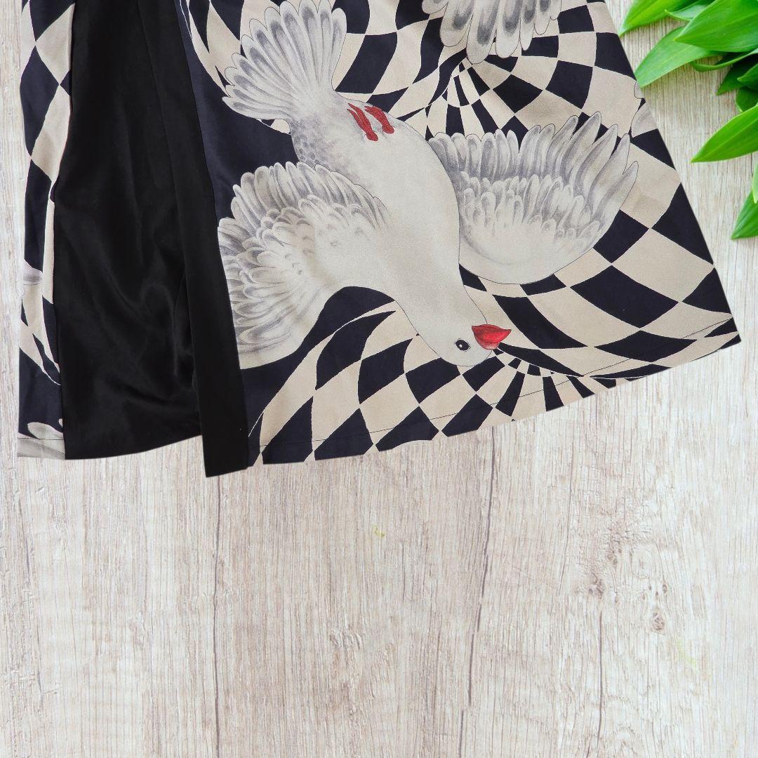 重宗玉緒 コラボ ワンピース 着物 鳩 冬 和装 和服 カジュアル 現代和装　袷