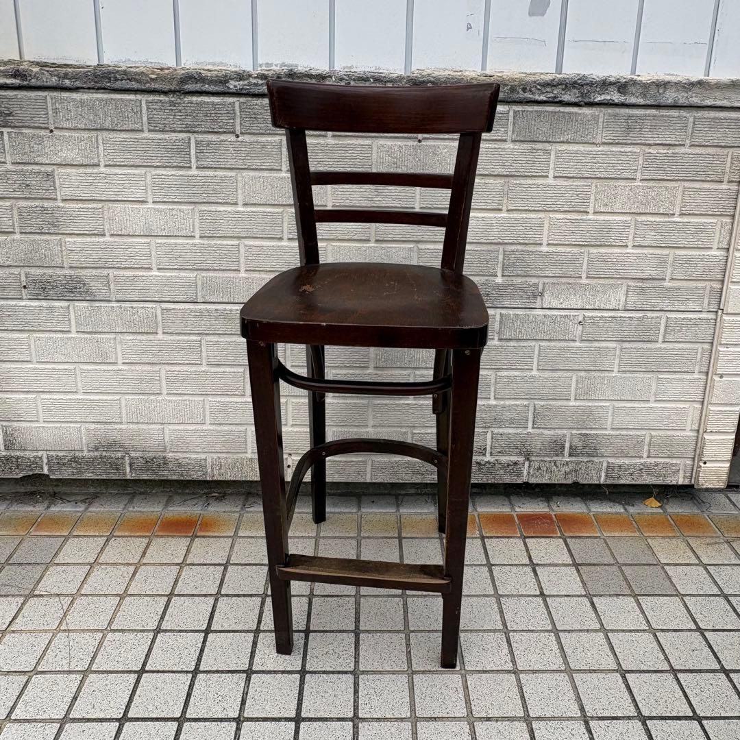③ 北欧レトロ 木製椅子 ベントウッドハイスツール バーチェア ビンテージ