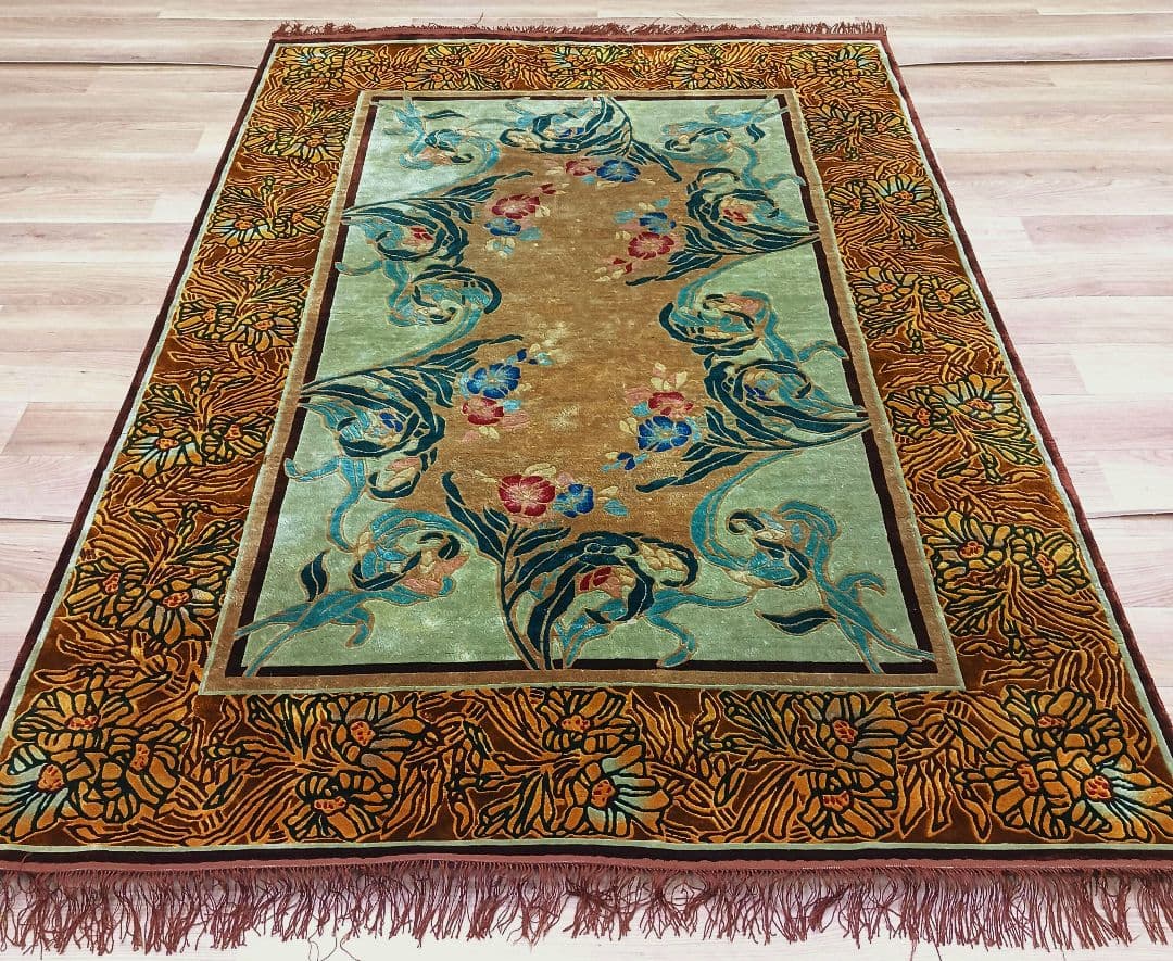 Y3001 中国シルク段通 特大判 245×169㎝ シルク100% 手織り