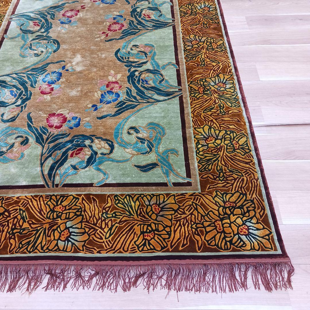 Y3001 中国シルク段通 特大判 245×169㎝ シルク100% 手織り