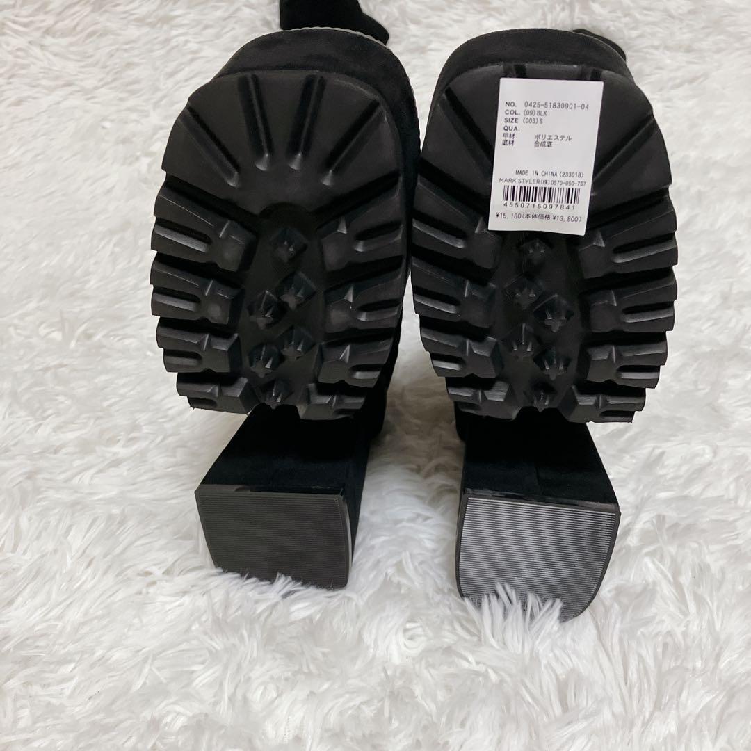 未使用品　EMODA スクエアフィットロングブーツ　S ニーハイブーツ　黒　厚底