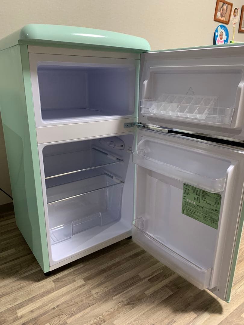 超美品！アイリスオーヤマ ミントグリーン 冷蔵庫 PRR-08ZD-LG レトロ