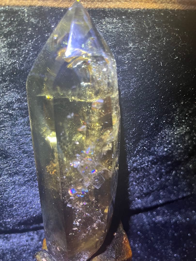 シトリン　ポイント　タワー　六角柱 黄水晶 レインボーシトリン　天然石　虹