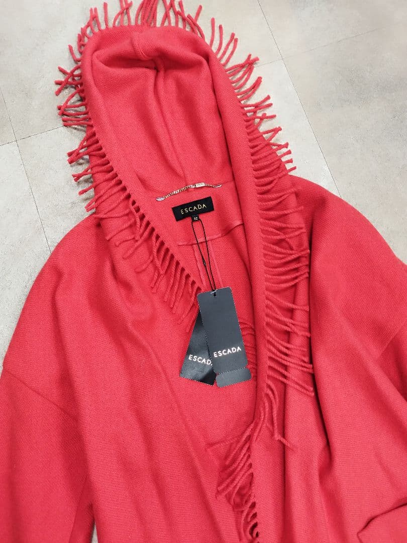 新品未使用タグ付 ESCADA エスカーダ ウールコート フリンジ 32