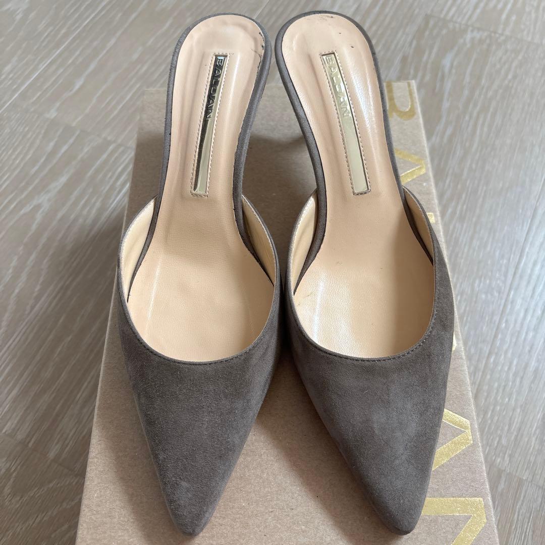 ドゥーズィエムクラス　グレー ポインテッドトゥ ミュール