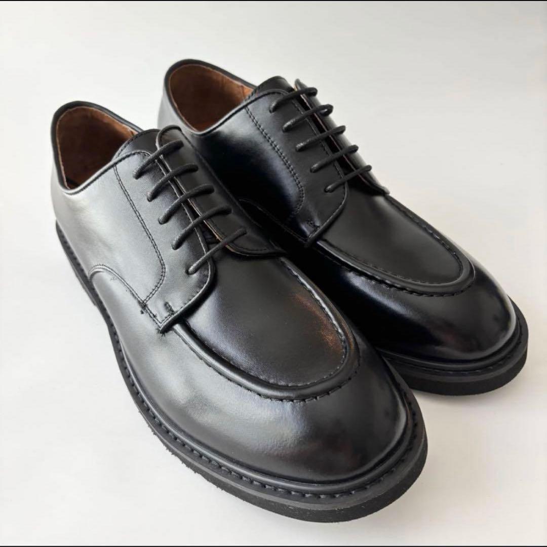 ✨極美品✨オックスフォード&ダービー プレーントゥUチップ 厚底レザービジネス黒
