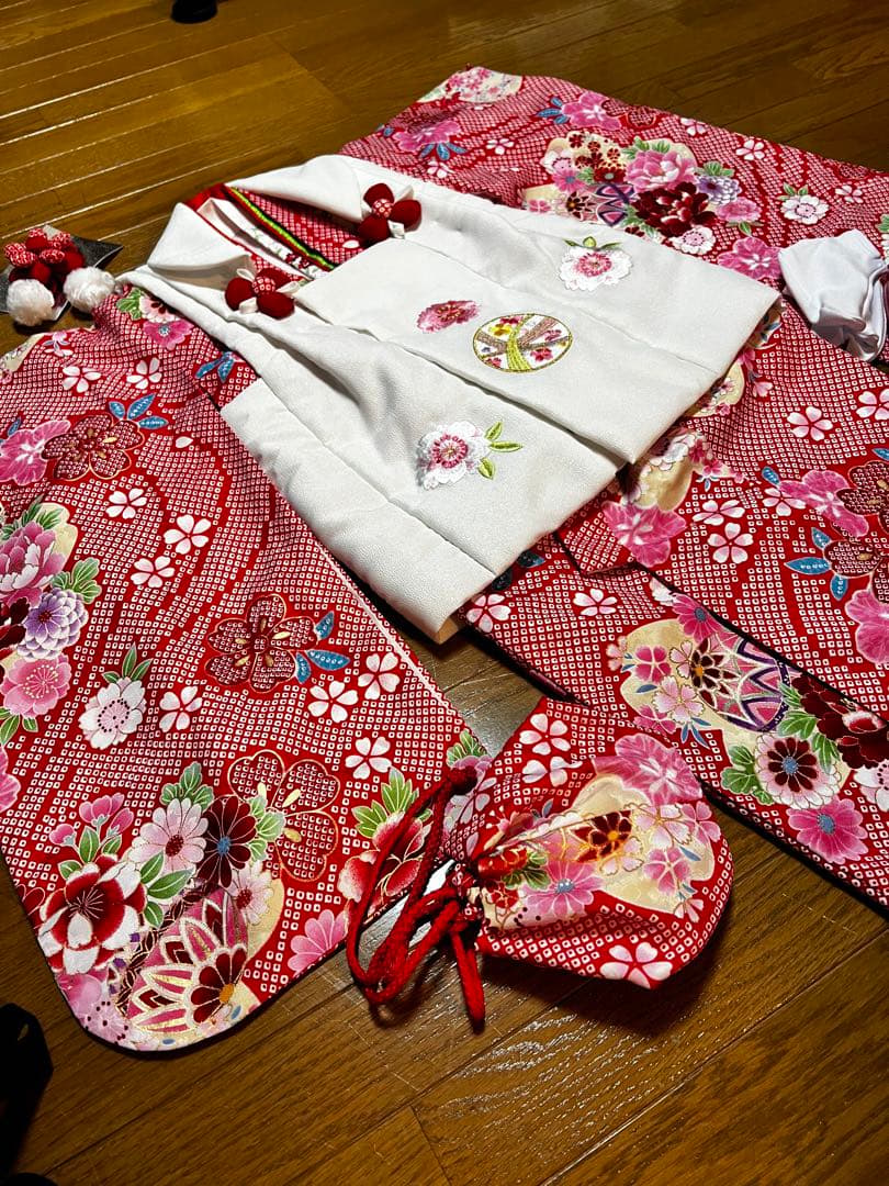 (中古品)七五三 着物 3歳 女の子 被布セット ひな祭り 販売 購入
