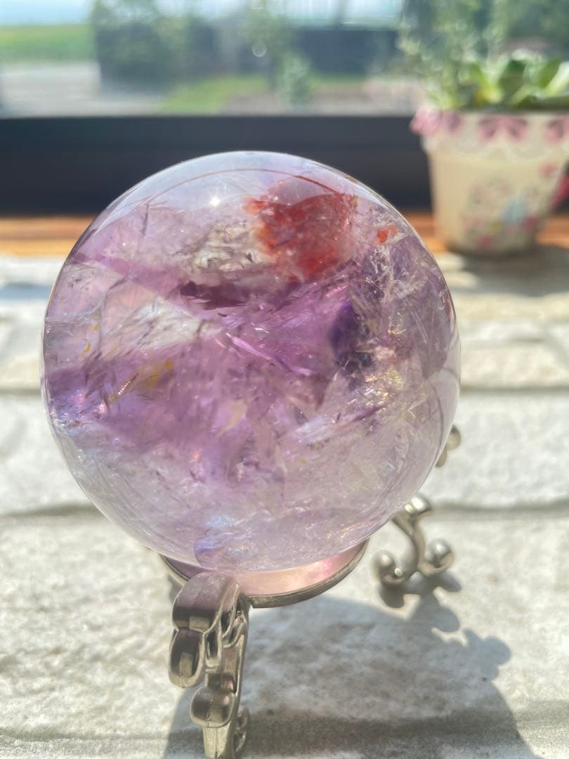 天然石　アメジストスフィア　ファントム　内包物入り
