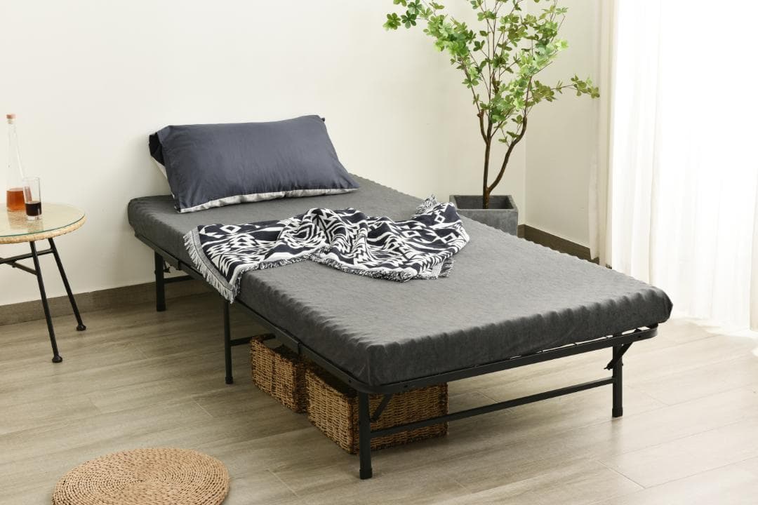 パイプベッド折りたたみベッドシングル 組立簡単 下収納 シングルベッド収納通気性