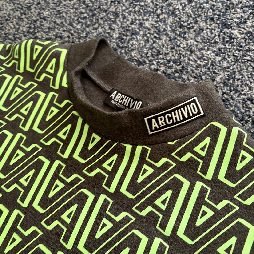 アルチビオ　総柄　モックネック　ハイネック　ゴルフウェア　グレー×グリーン　48